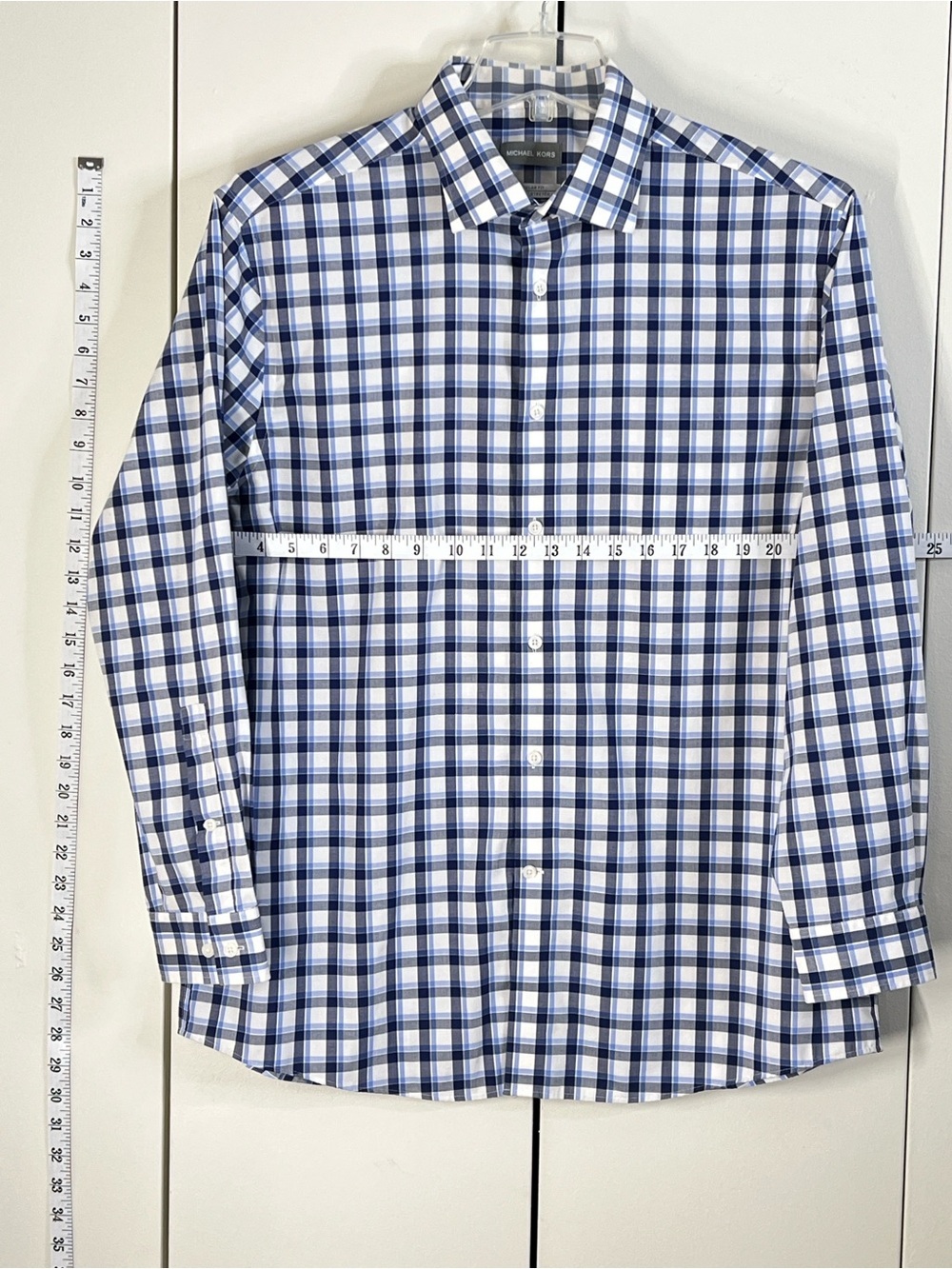 MICHAEL KORS Men’s XL Blue Plaid Button Up